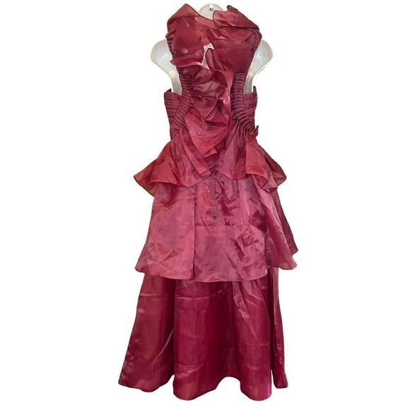 Aje. Asra Pleated Frill Midi Dress in Mahogany Red NWT Size 12/ US 8 - Picture 9 of 11